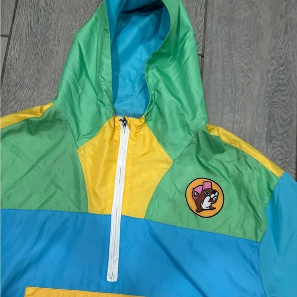 Buc-ee's Beaver Color Block Pastel Windbreaker Size Medium - Picture 2 of 6